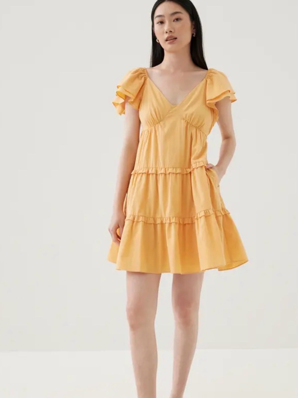 Sunshine Tiered V-Neck Mini Dress